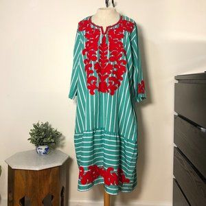 Middle Eastern Thoub Midi Dress Embroidery Detail